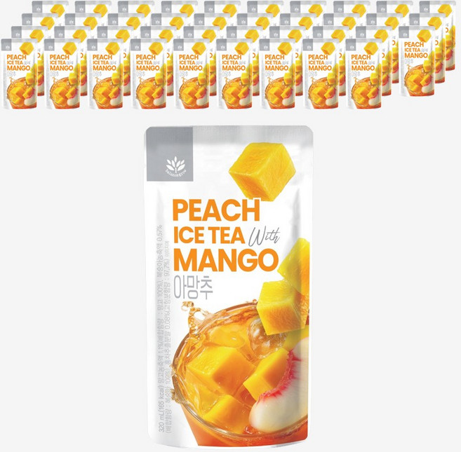 발란스그로우 편의점 빅사이즈 파우치 음료 아망추 복숭아 망고 아이스티 홈카페 탕비실음료, 40개, 320ml