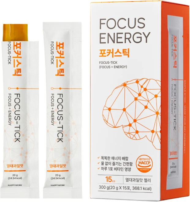 포커스틱 15포 수험생 영양제 카페인 누트로픽 집중샷 공먹 공부 스틱, 1개, 300g - 쿠팡