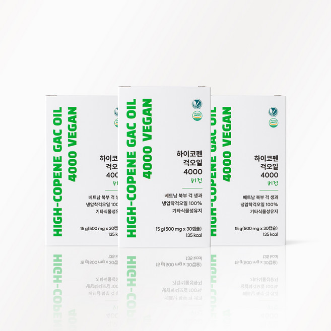 생과에서 추출한 하이코펜 걱오일 4000 비건, 3박스, 30정