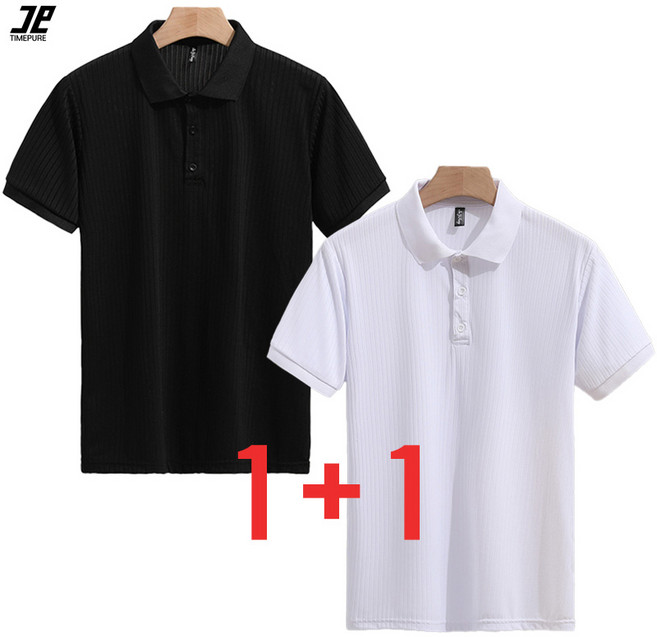 타임퓨어 1+1 남성 반팔 카라 티셔츠 애슬레저 빅사이즈 골프 헬스 운동 카라티 루즈핏 데일리 스판 폴로셔츠 2장세트
