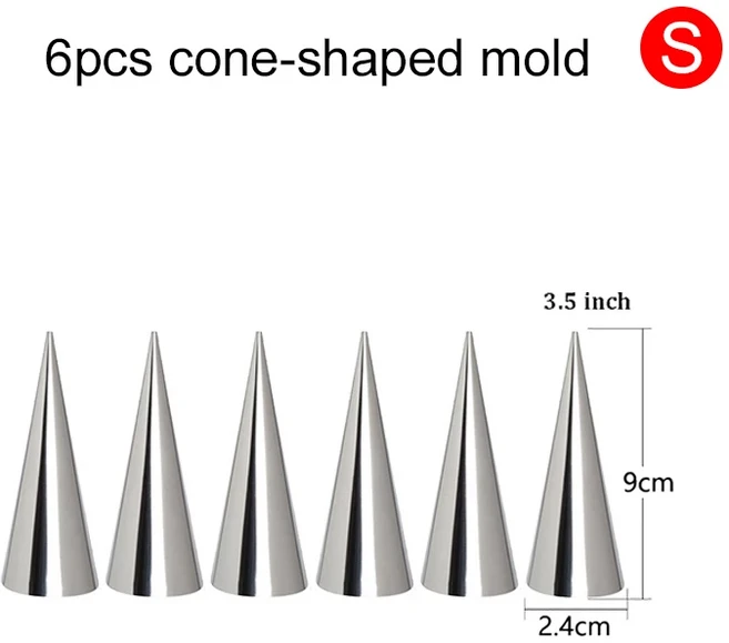 6~24pcs 크로와상 메이커 스테인레스 스틸 콘/경사 튜브 금형 가정용 주방 베이킹 도구 DIY 디저트 쿠키 TM, 04 6pcs ZXNJS S, 1개