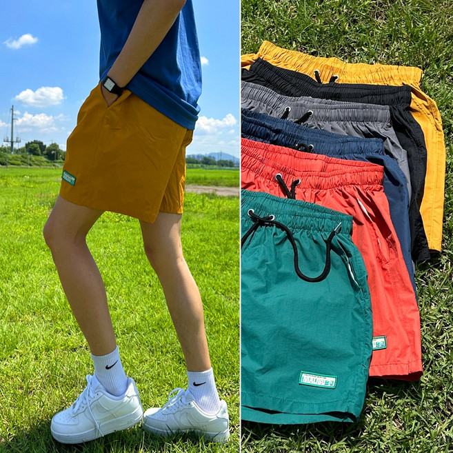 센스댓 남성 남자 반바지 썸머 비치웨어 보드 숏 컬러 수영복 바캉스, 블루, FREE