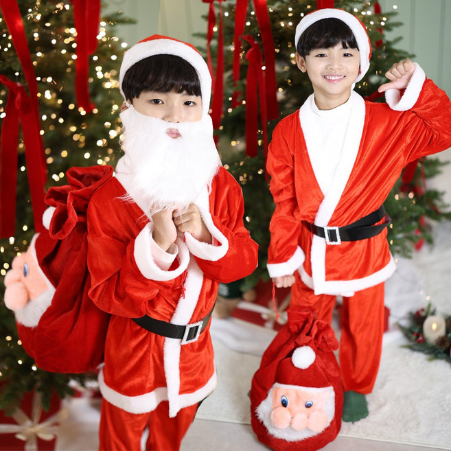 오자드 성탄절 어린이 남아 여아 크리스마스 산타복 세트 소품