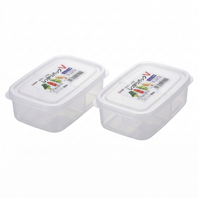 일본 사각 투명 밀폐용기 반찬통 냉장고 식재료 소분 보관함, 2개세트, 3개