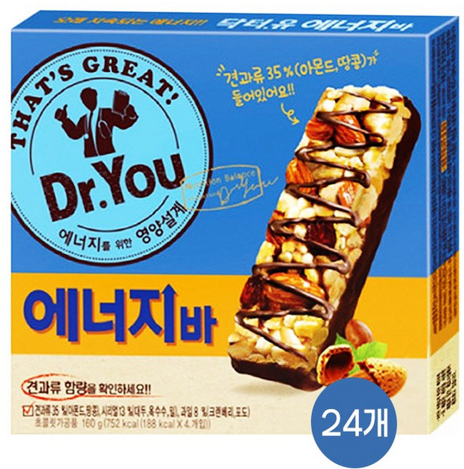 오리온 닥터유 에너지바 160g, 24개