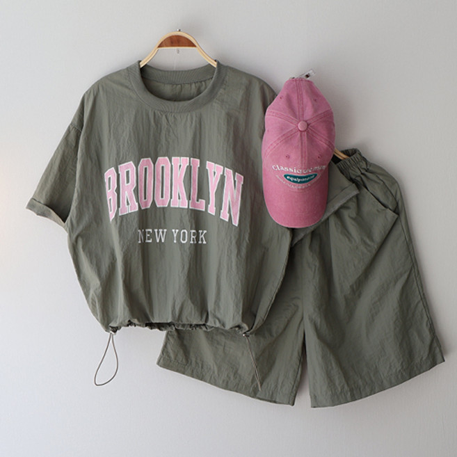 스카이코코 반팔 티셔츠 5부 반바지 스트링 트레이닝 세트