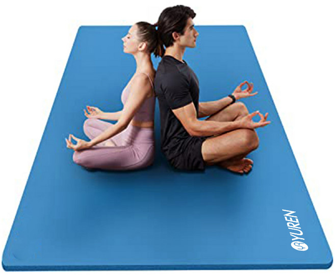 유렌 특대형 요가매트 130x200cm 2인용 두꺼운 운동매트 15mm NBR 실내 홈트매트, 블루, 1개