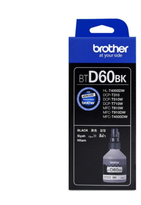 브라더 정품잉크 BT-D60BK 검정 HL-T4000DW DCP-T510W MFC-T810W T910DW, 1개, BTD60 BK 검정/정품 (6500매)