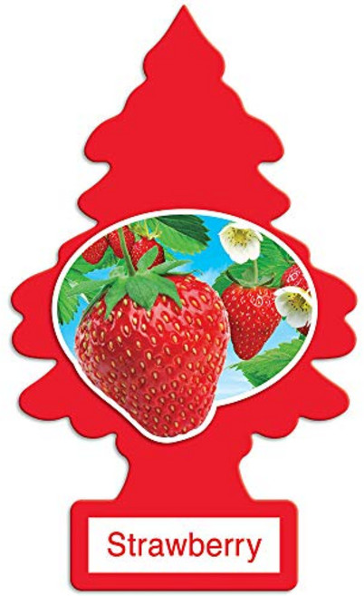 LITTLE TREES 자동차 공기 청정기 I 자동차 또는 가정에서 오래 지속되는 향기를 제공하는 행잉 트리 I 딸기 6팩(4개 포함), 검은 얼음, 1개