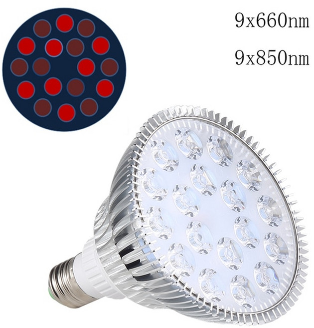 빨간 광선 치료 램프 54w led 적외선 치료 장치 630nm 660nm 810nm 830nm 850nm 통증 완화 빨간색 led 성장 전구, s18rl-b, 전구와 우리 와이어, 1개