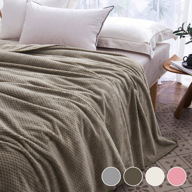 극세사 아기담요 무릎 와플 블랭킷 침구 캠핑 솜 보온, 120 x 200cm 브라운