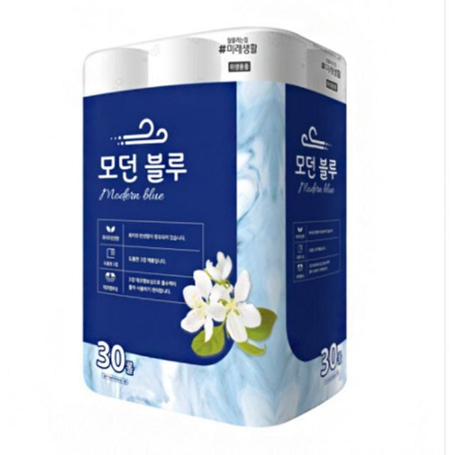 화장지 3겹데코 잘풀리는집 모던블루 롤휴지 30롤 pri+5768TL, 1개, 30개입