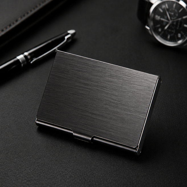 루움 고급 초슬림 휴대 명함 케이스, 블랙, 1개