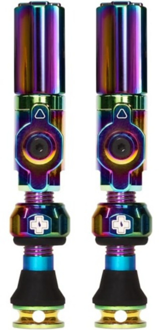 뮤 오프 빅 보어 하이브리드 튜브리스 밸브 블루 30mm - 혁신적인 공기 흐름 기술을 갖춘 자전거용 정밀 엔지니어링 먼지 캡 MTB도로그레이벨 슈레이더, 35mm, Iridescent