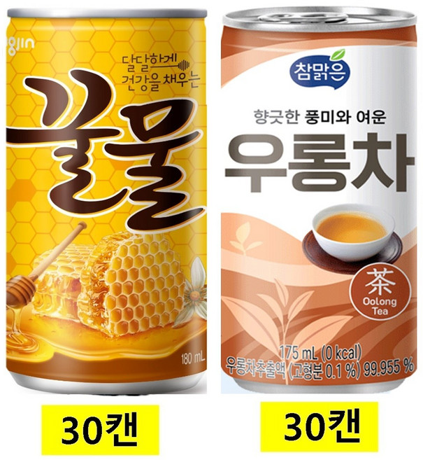 웅진꿀물캔 + 참맑은우롱차캔, 60개, 175ml
