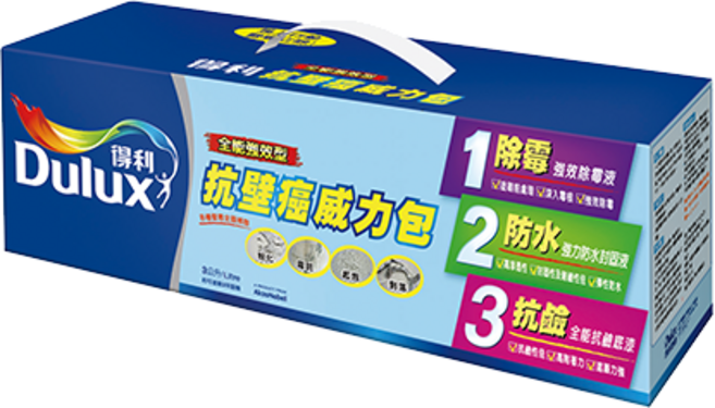 Dulux 得利 壁癌處理組 (除霉、防水、抗鹼), 威力包, 1套, 3L