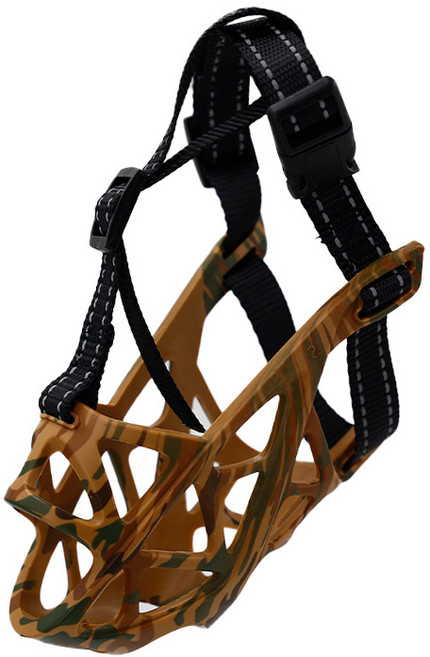 플랜와우 대형견 중형견 강아지 실리콘 입마개, 1개, 딥브라운M