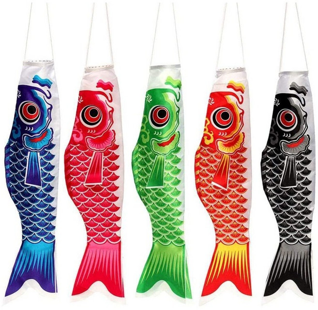 일본 잉어 윈즈콕 5pc 코이노보리 윈즈콕 스트리머 물고기 깃발 세트 홈 가든 호텔 학교 식당 장식용