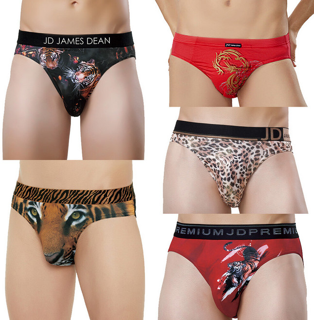 제임스딘 남자삼각팬티 호피무늬 용 호랑이 동물 문양 패션 남삼각 남성팬티 아웃밴드 속옷 브리프