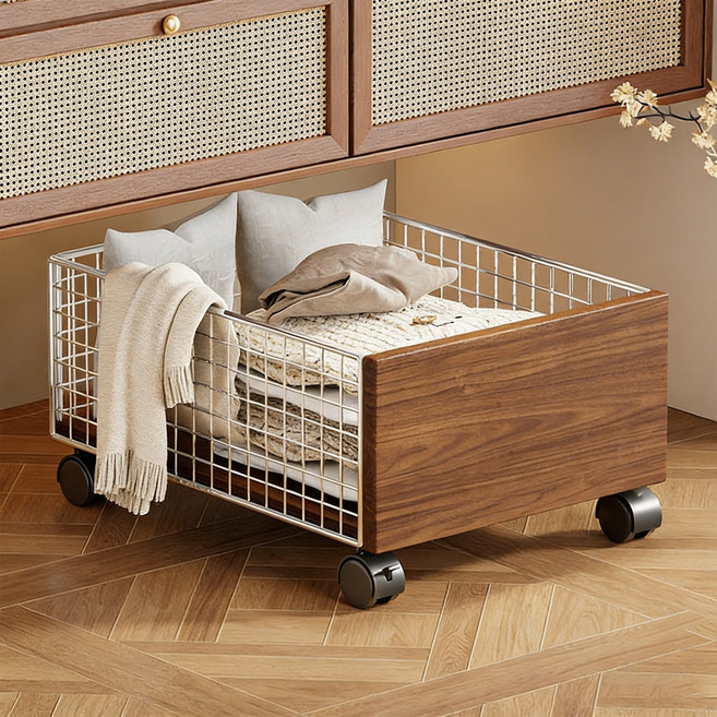 BIKASU 화장실 찬장 아래 빨래바구니 욕실 이동식 수납장 화장실 다용도 침실 수납, 은색