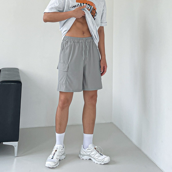 남녀공용 벤츄리 카고 스판 5부 밴딩 반바지