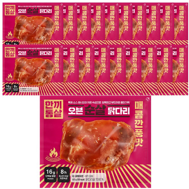 한끼통살 오븐 순살닭다리 매콤깐풍맛 20개입, 20개, 100g