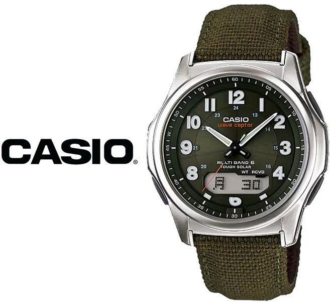 카시오 국내재고 웨이브셉터 솔라 카키 멀티밴드 전파 손목시계 WVA-M630B-3A