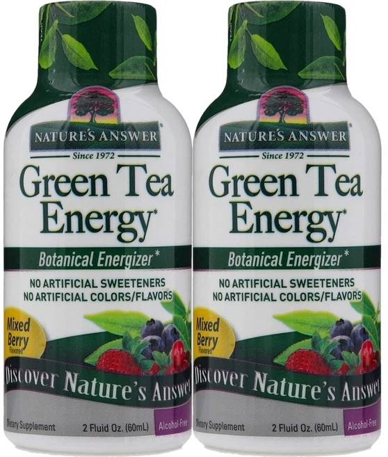 네이처스앤서 고흡수 그린티 녹차 에너지 액상 액체, 2팩, 60ml - 쿠팡