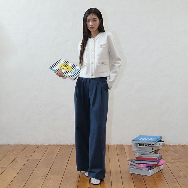 [백화점 정품] 잇미샤 [25 SS] 코튼혼방 투턱 와이드 팬츠 ITP2ZPT790