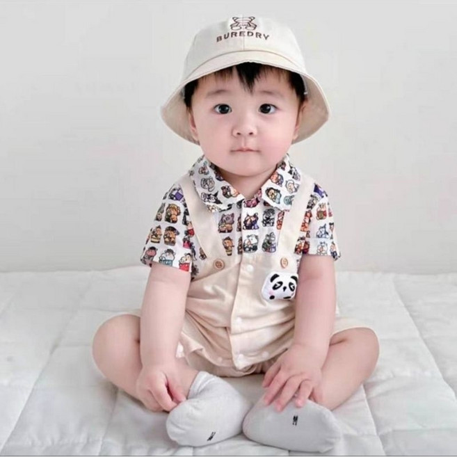 Buredry 嬰兒假兩件式吊帶連身裝 舒適透氣 夏季款