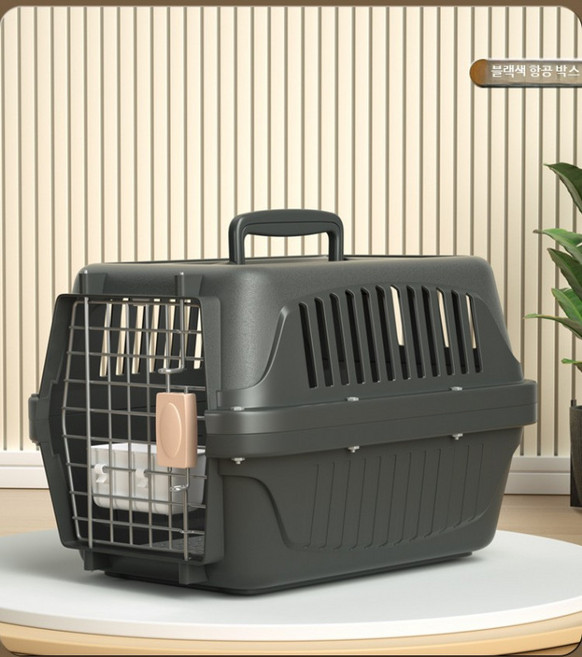 홍시로직 켄넬 이동장 소형견 겸용 캐리어 반려동물 외출용 병원용, 1개, 켄넬 블랙 실버문+매트+그릇