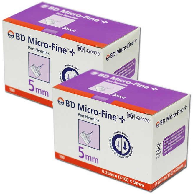 건강두배로 BD 비디 마이크로 파인 인슐린 펜니들 멸균 주사침 31G * 5mm, 2개, 1개입