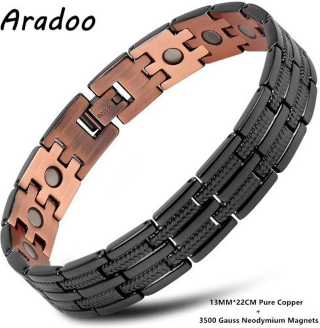 네오디뮴팔찌 에너지 활력 자석 건강 팔찌 3배 강도 순수 구리 스트랩 버클 디자인, 15)O