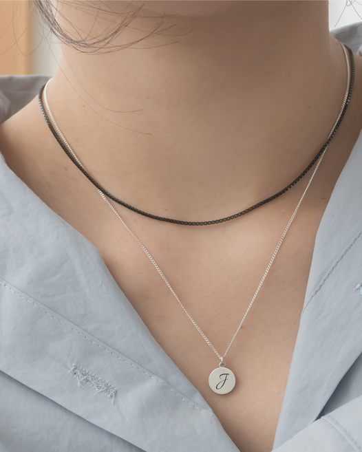 모두디자이너 실버925 베이직 심플 슬림 사각체인 블랙골드 초커 레이어드 타투 목걸이줄 17