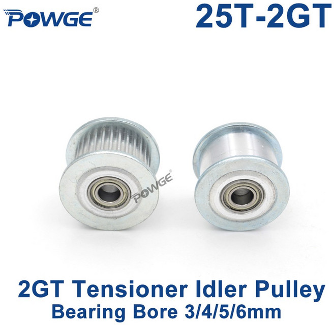 벨트풀리 POWGE25 Teeth 2GT 아이들러 타이밍 풀리 동기 휠 보어 3456mm 베어링 포함 폭 610MM GT2 오픈 벨트 25 T 개, [01] Bore 3mm With Teeth, [01] For belt width 6mm, [03] 3pcs, 1개