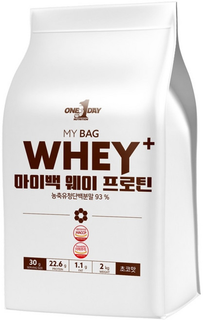 원데이뉴트리션 초코맛_단백질 쉐이크 헬스 보충제 포대유청 웨이프로틴 WPC, 2kg, 1개
