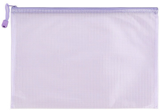 馬卡龍色網格拉鏈袋 文件袋 資料袋, 紫色,A4-34x24cm, 1個