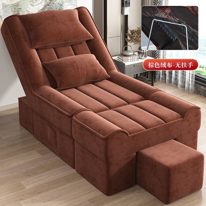 발 마사지 쇼파 네일 뷰티 다기능 패브릭 의자, 브라운(수동)