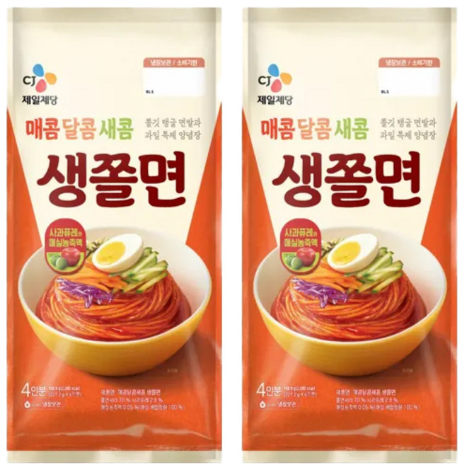 CJ 생쫄면 4인, 909g, 2개