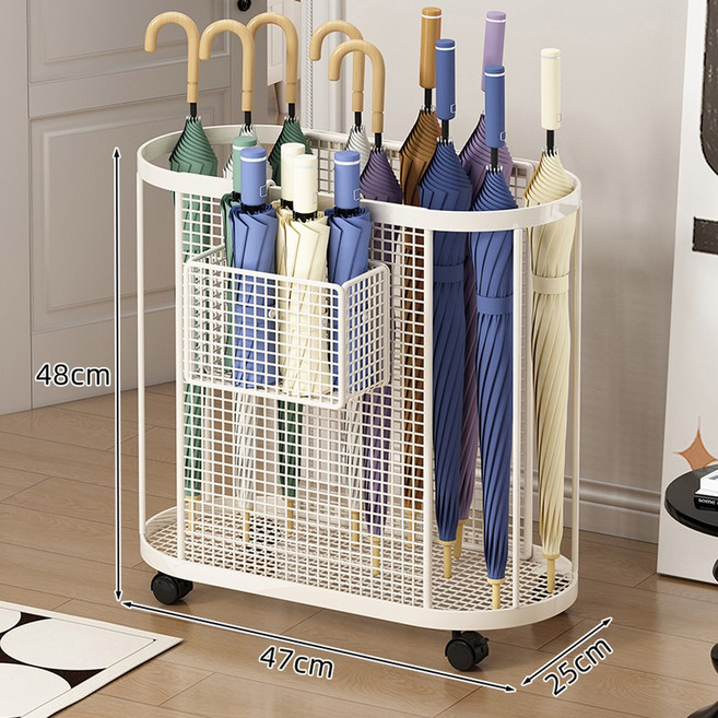 우산꽂이 수납 가정용 호텔 거치대 로비 우산통 선반 업소용 출입구, 우아한백_바퀴포함, 1개