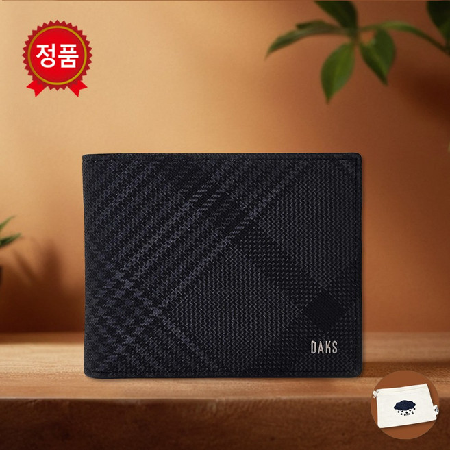 [선물포장] 닥스 가죽 체크패턴 남성 반지갑 DAL5B0509 (Laelo 친환경 지퍼파우치 증정)
