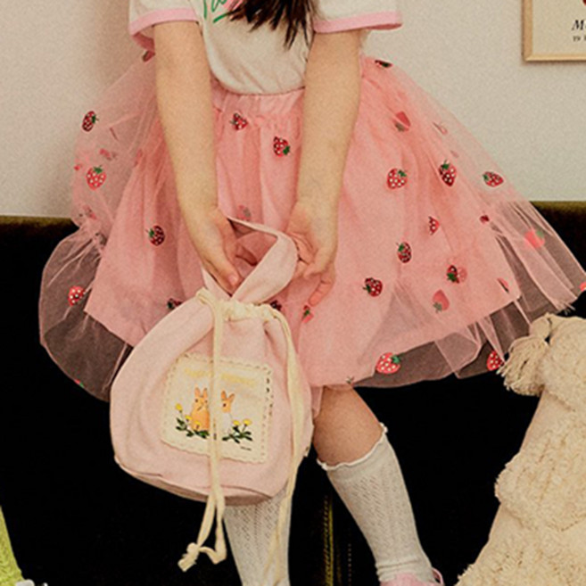느엘 여아용 딸기망사여름스커트