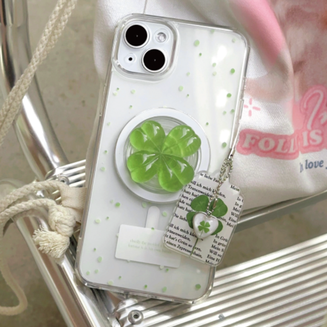 네잎 클로버 맥세이프 카드 수납 지갑 그립톡 스마트톡 케이스 폰케이스