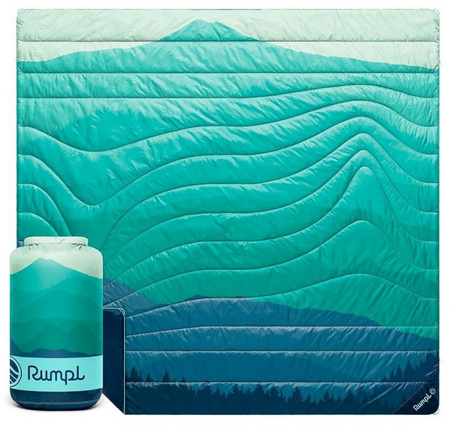 Rumpl 오리지널 Puffy 캠핑 및 야외용 2인용 담요 씨스케이프 릿지 마운틴, Seascape Ridge Mountains