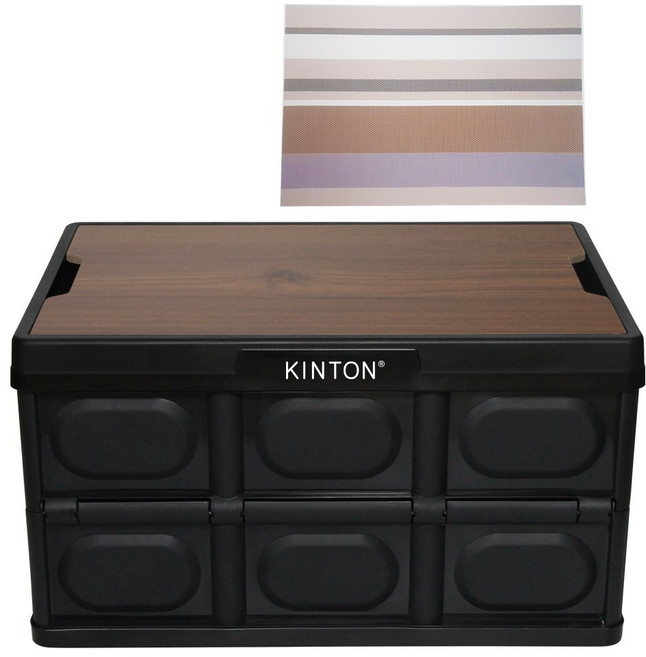 킨톤 밀키 캠핑 폴딩박스 + 테이블 상판 대형 57L 세트, 블랙