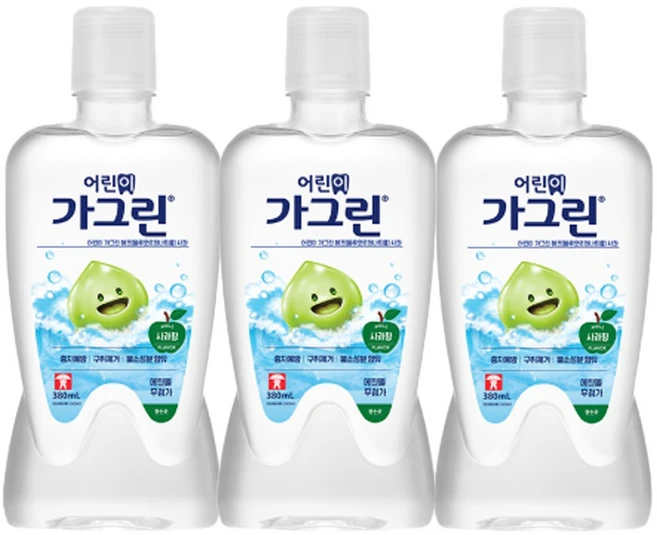 어린이가그린 아동 가글 사과맛 380ml x 3개 - 쿠팡