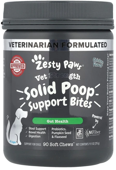 Zesty Paws Vet Strength 고형 배변 보조 바이트 반려견용 모든 연령 닭고기 소프트츄 90개 315g, 닭고기맛, 1개 - 쿠팡
