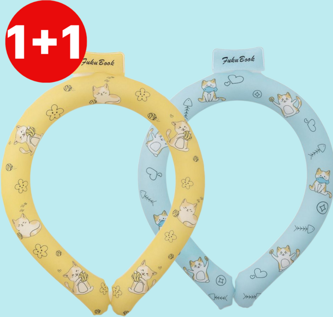 콩냥팥냥 4세대 신소재 28도씨 자연냉각 아이스 넥쿨러 넥밴드 귀여운 넥쿨러 캐릭터 넥쿨러, 1세트, 옐로우+블루