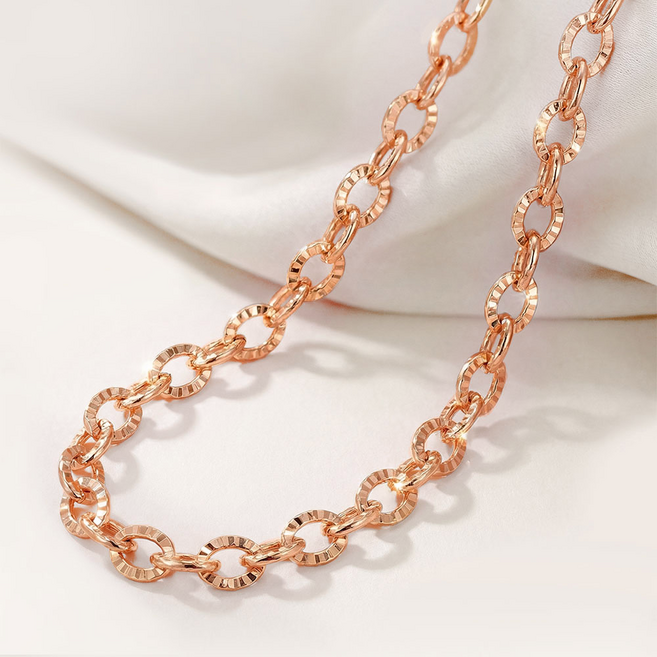 주리에떼 14K 18K 여자 데일리 볼드 할로우 4mm 아우라 체인 금 목걸이