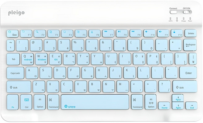 PLEIGO 무선 저소음 휴대용 파스텔 슬림 블루투스 키보드, 스카이, KB10